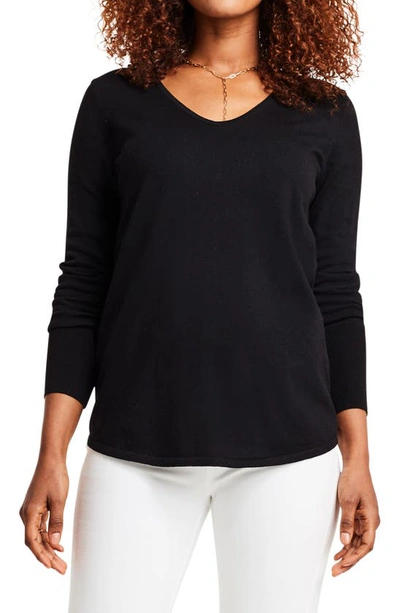 Shop Nic + Zoe Nic+zoe Vital V-neck Sweater In Black Onyx