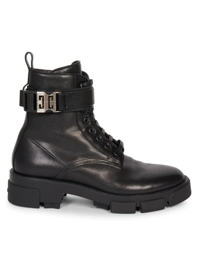 Shop Givenchy Women's Terra Lace-up Leather Combat Boots In Black