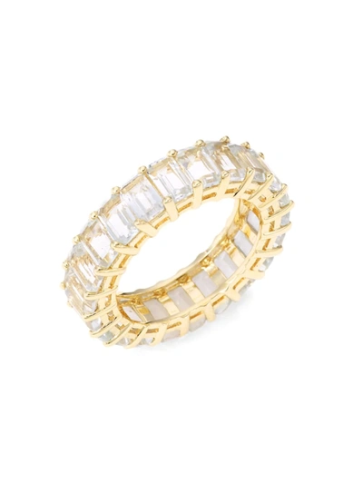 Shop Saks Fifth Avenue Women's 14k Yellow Gold & White Topaz Eternity Ring