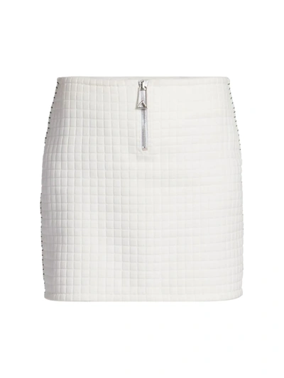 Shop Bottega Veneta Women's Quilted Zip Front Mini-skirt In Chalk