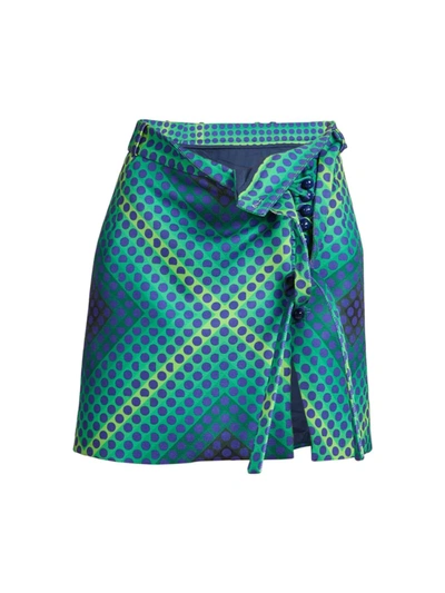 Shop Rabanne Women's Self-tie Polka Dot Mini-skirt In Small Ferde
