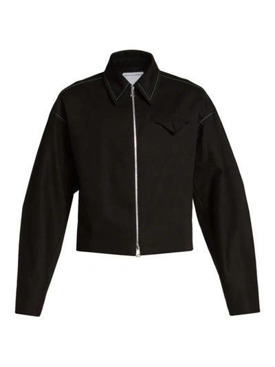 Shop Bottega Veneta Men's Heavy Cotton-twill Jacket In Black