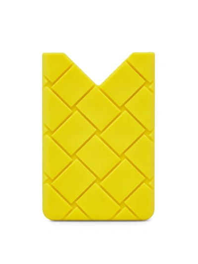 Shop Bottega Veneta Men's Rubber Intrecciato Card Case In 7218 Lemon