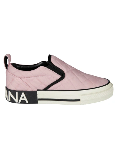 Shop Dolce & Gabbana Quilted Slip-on Sneakers In Rosa/nero