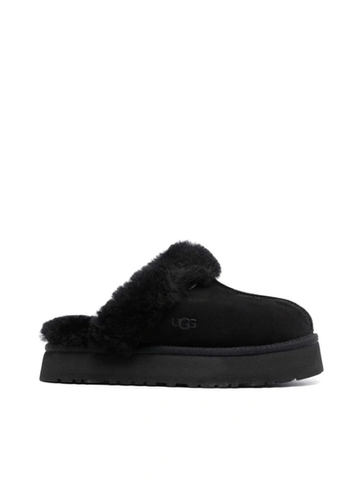 Shop Ugg Disquette Fur Sandal In Black