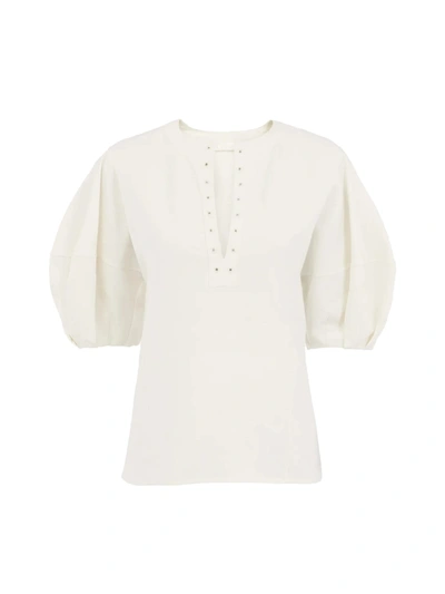 Shop Chloé Puff-sleeve Top In Iconic Milk