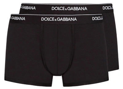 Shop Dolce & Gabbana Logo Duo Pack Boxer In Black