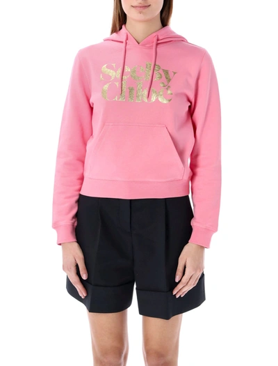 Shop See By Chloé Logo Hoodie In Idyllic Rose