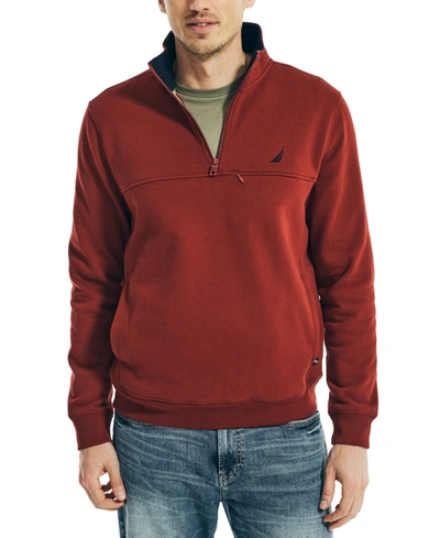 Shop Nautica Men's J-class Classic-fit Quarter Zip Fleece Sweatshirt In Deep Crimson