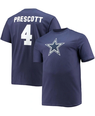 Fanatics Men's Big And Tall Dak Prescott Navy Dallas Cowboys Player Name Number T-shirt In Navy