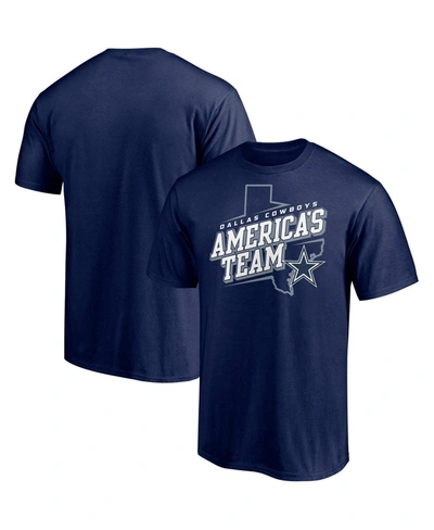 Shop Majestic Men's Navy Dallas Cowboys Hometown Collection State Shape T-shirt