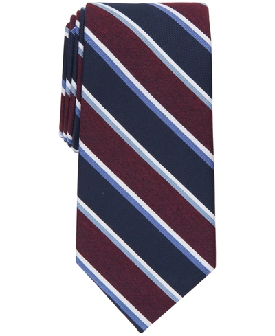 Shop Club Room Men's Stripe Tie, Created For Macy's In Burgundy