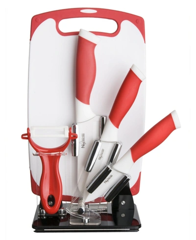 New England Cutlery 5-pc. Cutlery Board Set In Red