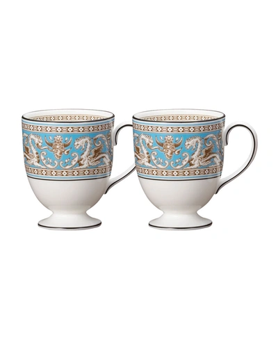 Shop Wedgwood Florentine Turquoise Mugs, Set Of 2 In Multi