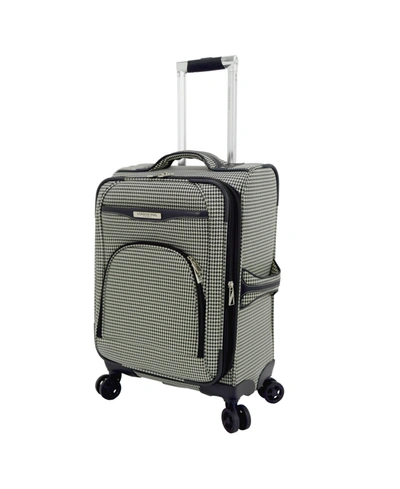 Shop London Fog Oxford Iii 20" Expandable Spinner Carry-on In Black White Houndstooth