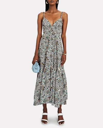 Shop A.l.c Rhodes Abstract Floral Midi Dress In Multi