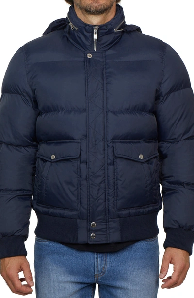 Shop Slate And Stone Ripstop Nylon Down Bomber Jacket In Blue