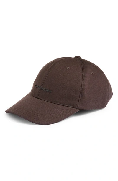 Shop Givenchy Logo Embroidered Baseball Cap In Chocolate