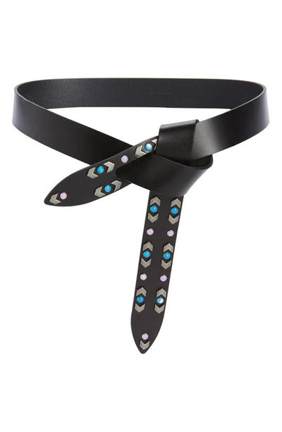 Shop Isabel Marant Lecce Studded Leather Belt In Black