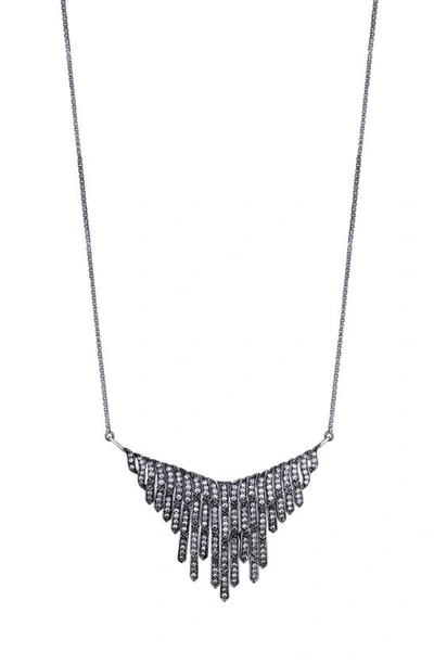 Shop Sethi Couture Shaped Fringe Diamond Pendant Necklace In White/ Black