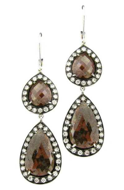 Shop Sethi Couture Opaque Diamond Drop Earrings In White/ Black