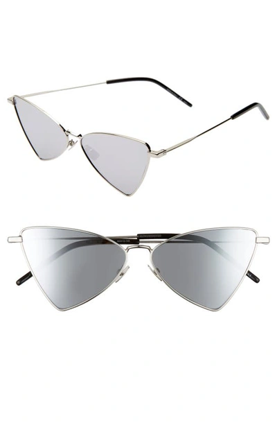 Shop Saint Laurent Jerry 58mm Angular Sunglasses In Silver/ Silver