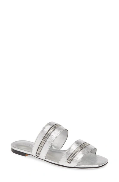 Shop Rebecca Minkoff Marciann Slide Sandal In Silver Leather