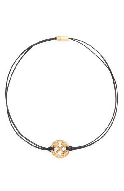 Shop Off-white Arrow Leather Necklace In Black Gold