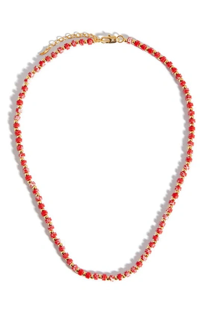 Shop Missoma Red Jasper Beaded Necklace In Gold