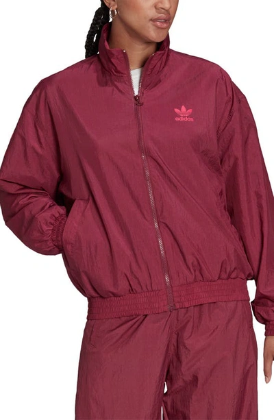 Shop Adidas Originals Logo Play Primgreen Track Jacket In Victory Crimson
