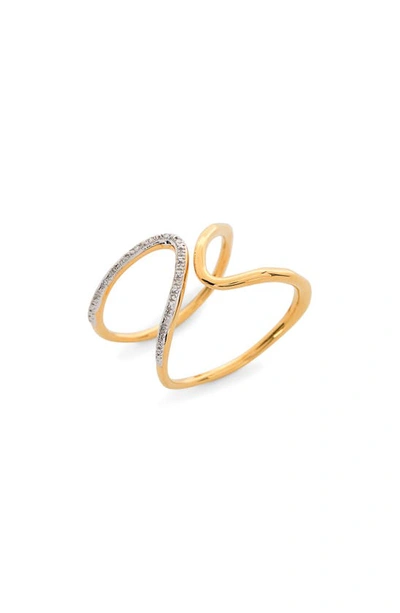 Monica Vinader Riva Diamond Open Wrap Ring In 18ct Gold On Sterling Silver