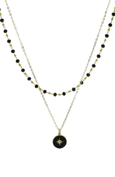 Shop Panacea Layered Pendant Necklace In Black