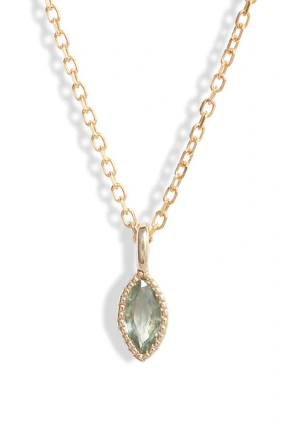 Shop Jennie Kwon Designs Green Sapphire Marquise Pendant Necklace In 14k Yellow