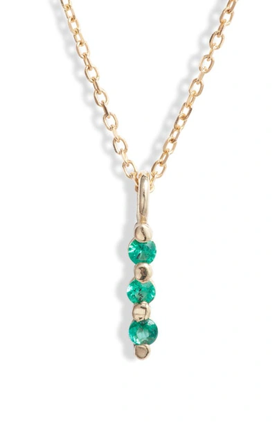 Shop Jennie Kwon Designs Emerald Trio Pendant Necklace In 14k Yellow