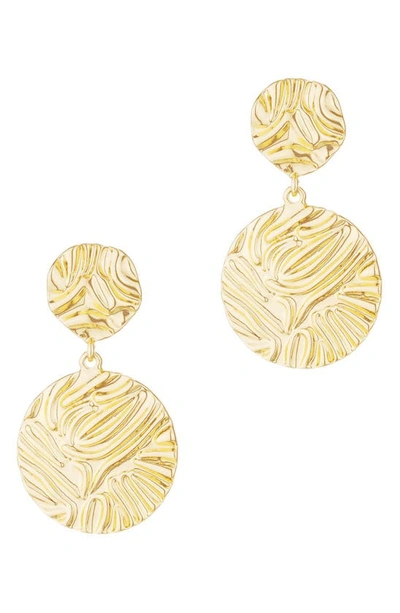Shop Ettika Textured Disc Drop Earrings In Gold