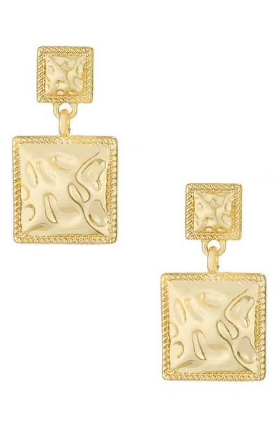 Shop Ettika Double Square Drop Earrings In Gold