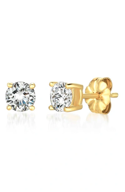 Shop Crislu Cubic Zirconia Stud Earrings In 18kt Yellow Gold