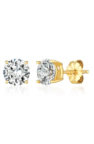 Shop Crislu Cubic Zirconia Stud Earrings In 18kt Yellow Gold