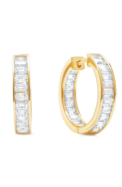 Shop Crislu Baguette Cubic Zircoia Huggie Hoop Earrings In 18kt Yellow Gold