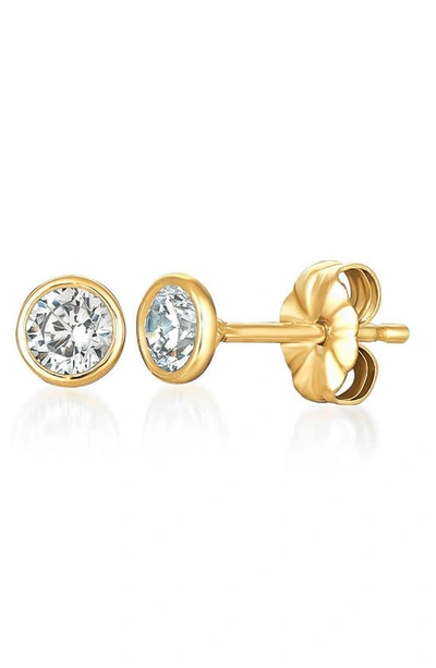 Shop Crislu Cubic Zirconia Bezel Stud Earrings In 18kt Yellow Gold