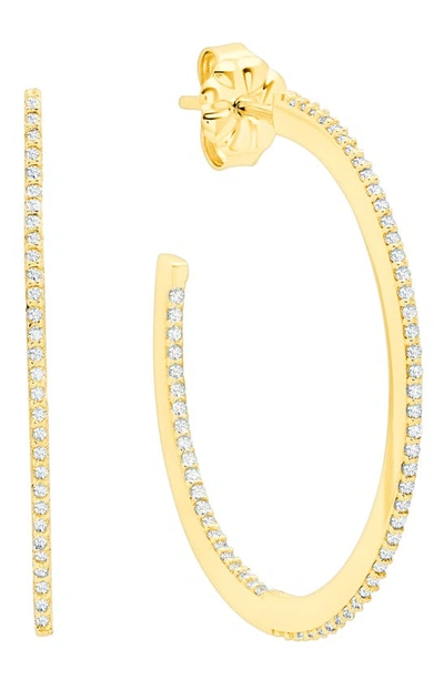 Shop Crislu Cubic Zirconia Inside Out Hoop Earrings In 18kt Yellow Gold
