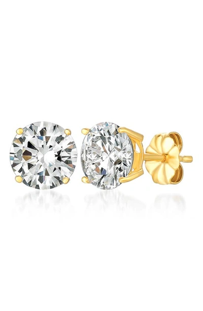 Shop Crislu Cubic Zirconia Stud Earrings In 18kt Yellow Gold