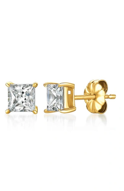 Shop Crislu Cubic Zirconia Stud Earrings In 18kt Yellow Gold