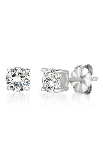 Shop Crislu Cubic Zirconia Stud Earrings In Platinum