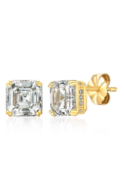 Shop Crislu Cubic Zirconia Stud Earrings In 18kt Yellow Gold