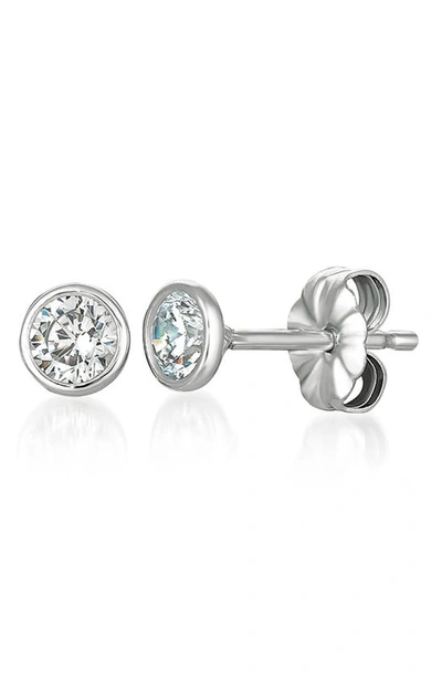 Shop Crislu Cubic Zirconia Bezel Stud Earrings In Platinum