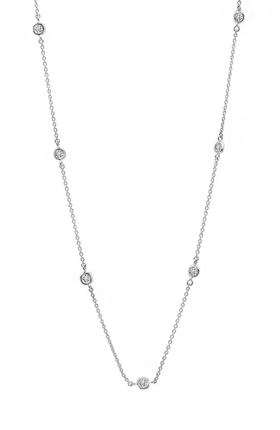 Shop Crislu Cubic Zirconia Bezel Station Necklace In Platinum