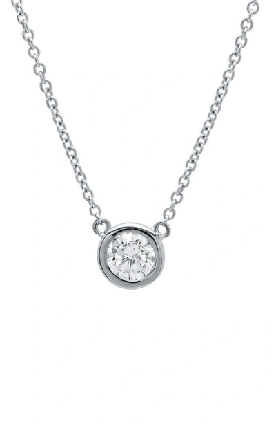 Shop Crislu Cubic Zirconia Bezel Pendant Necklace In Platinum