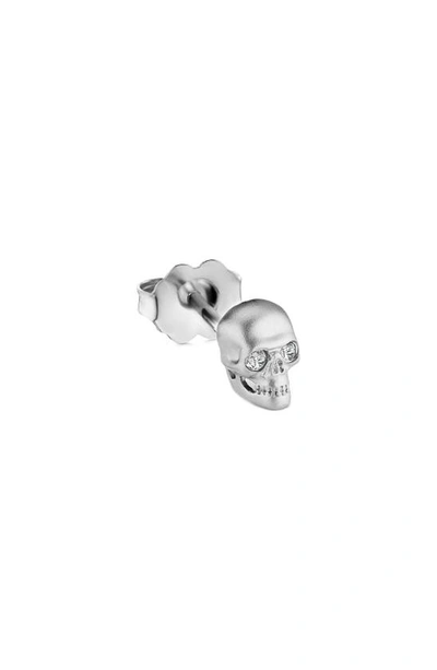 Shop Maria Tash Matte Skull Stud Earring With White Diamonds In White Gold/ Diamond