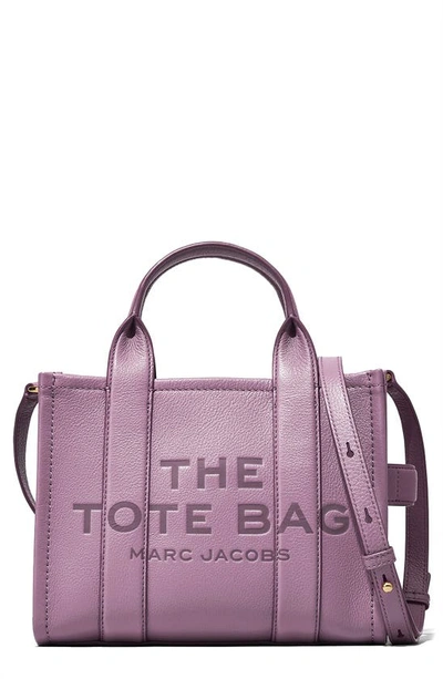 Shop Marc Jacobs The Leather Small Tote Bag In Orchid Haze